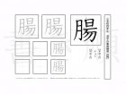 小学4年生で学習する200字の漢字のうち「腸」を掲載しています。正しい書き順と読み方を、無料漢字プリントを使ってしっかり覚えておきましょう。